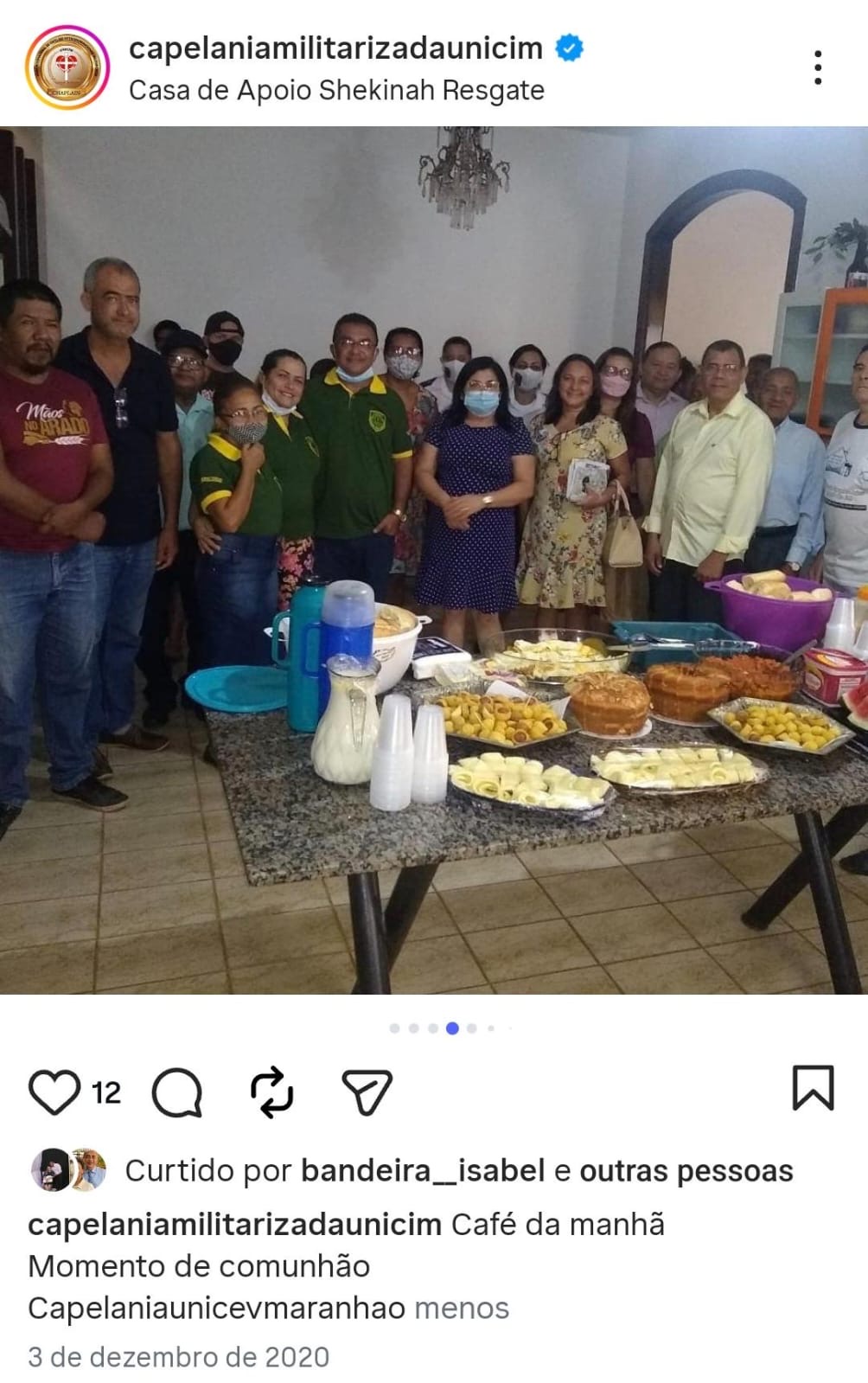 Café da manhã comunitário de comunhão na Casa de Apoio